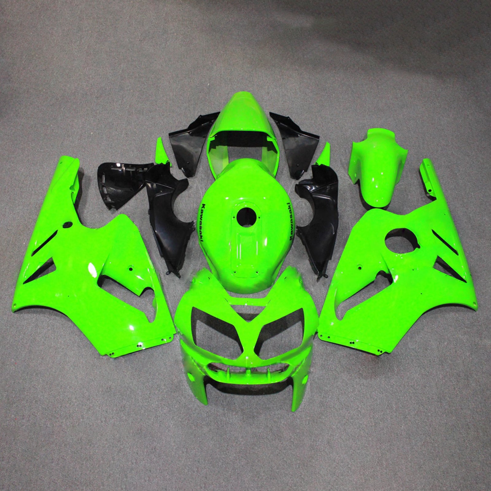 Amotopart 2002-2005 Kawasaki ZX12R Green Fairing Kit