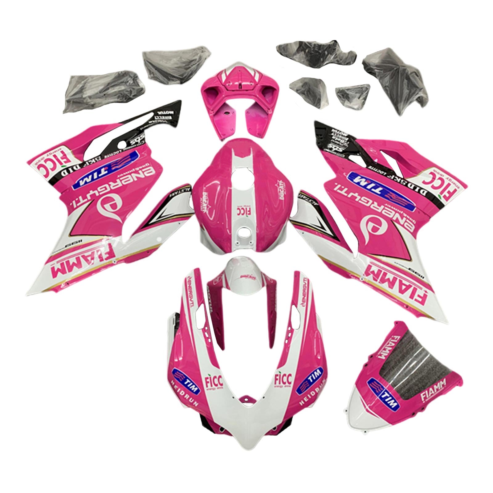 Amotopart 2012-2015 Ducati 1199 899 Kit de carénage rose et blanc