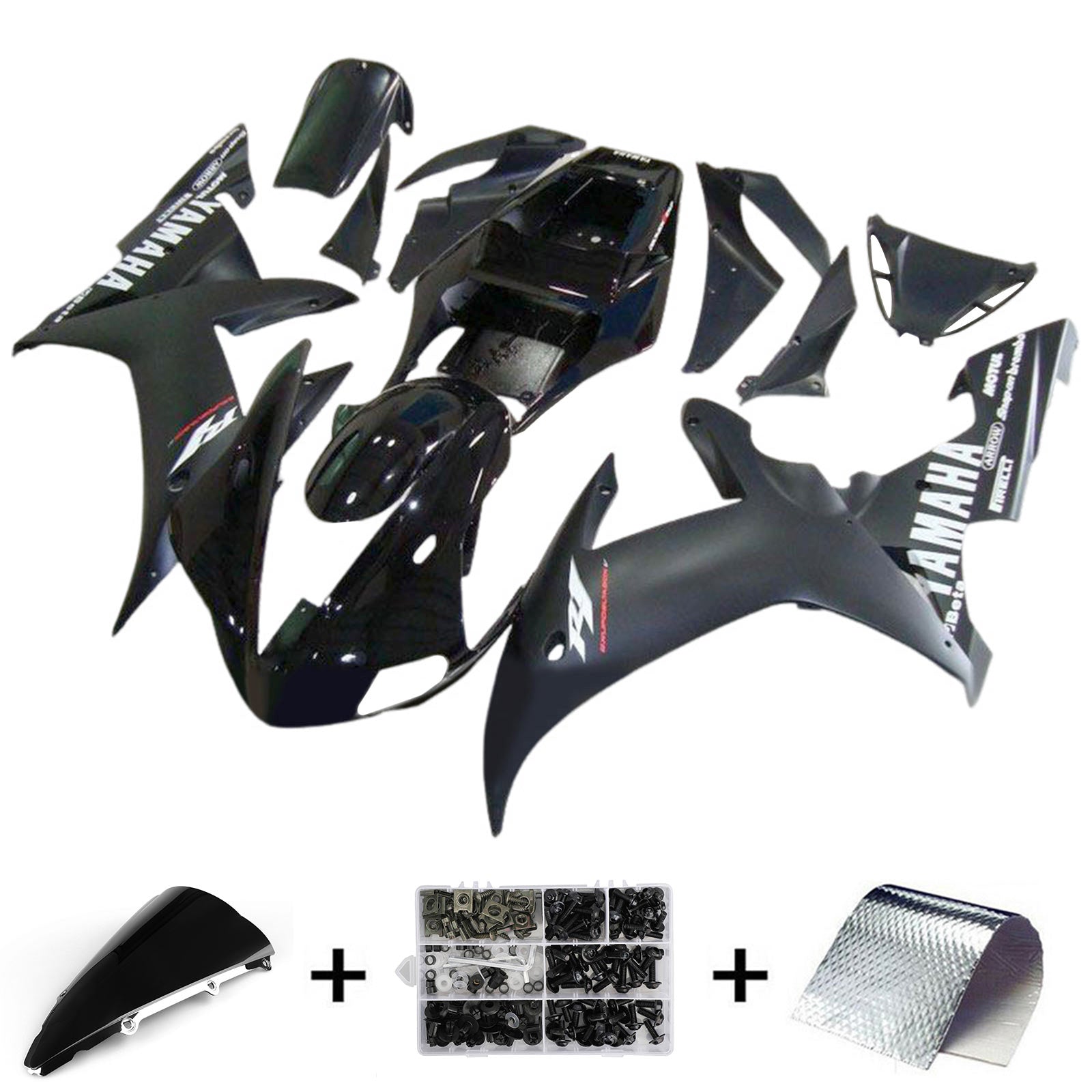 Amotopart 2002-2003 Yamaha YZF R1 Kit de carénage noir et logo