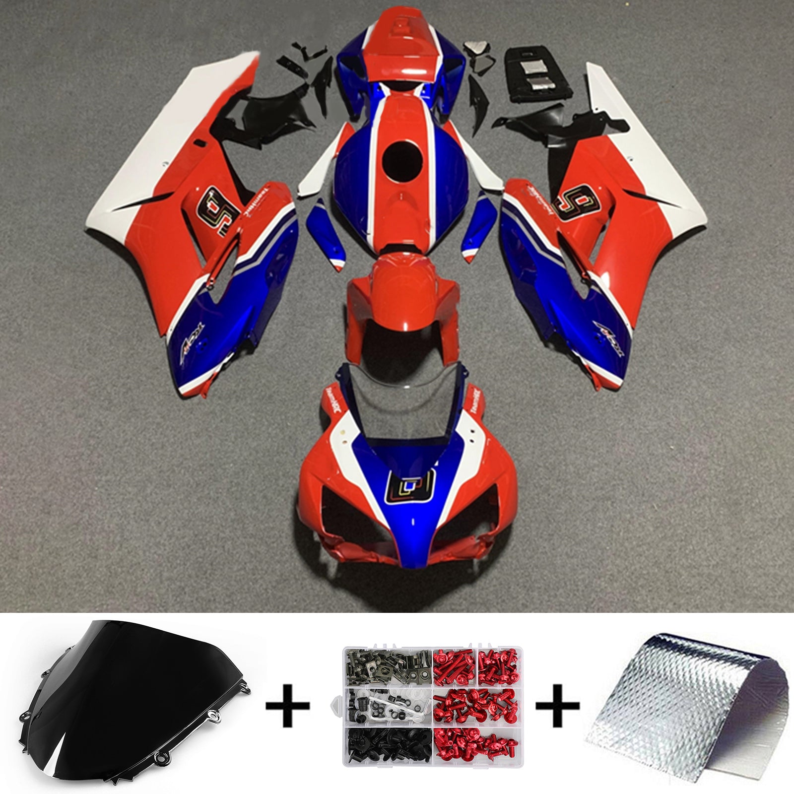 Amotopart 2004-2005 ホンダ CBR1000RR レッド ブルー スタイル 2 フェアリングキット