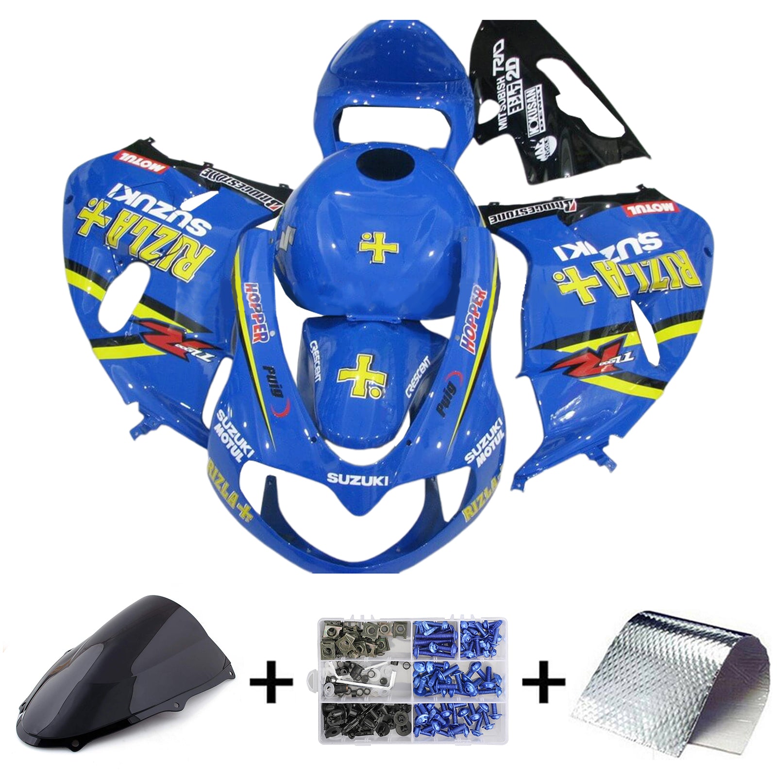 Amotopart 1998-2003 TL1000R Kit de carénage bleu et jaune Suzuki