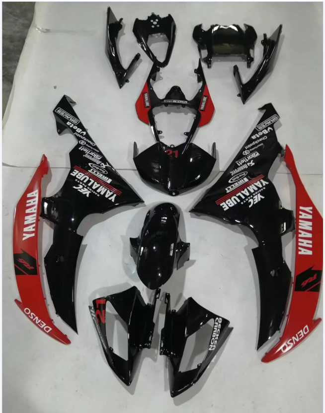 Amotopart Yamaha 2008–2016 YZF 600 R6 Schwarz Rot Verkleidungsset