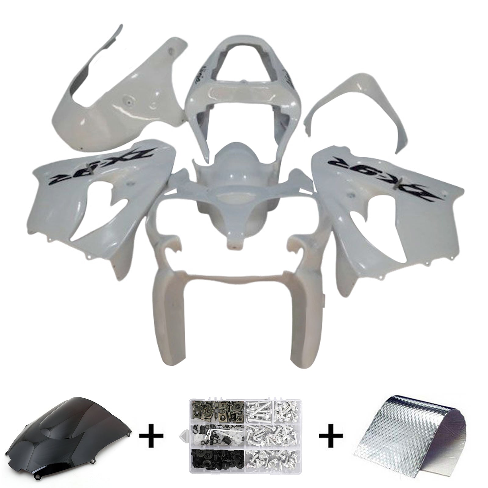 Amotopart 2002-2003 Kawasaki ZX9R White Fairing Kit