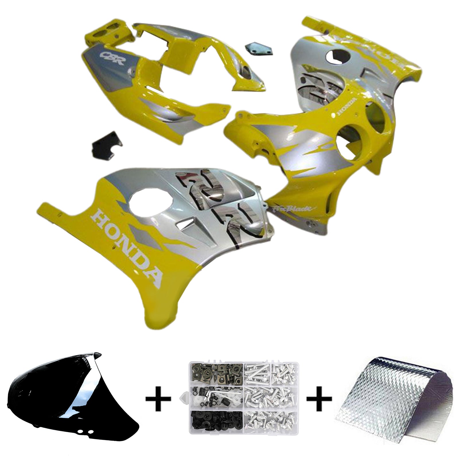 Amotopart 1990–1998 Honda CBR250RR MC22 Gelbgraues Verkleidungsset