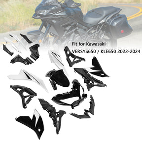 Amotopart 2022-2024 Kawasaki VERSYS 650 KLE ABS Black-White Fairing Kit