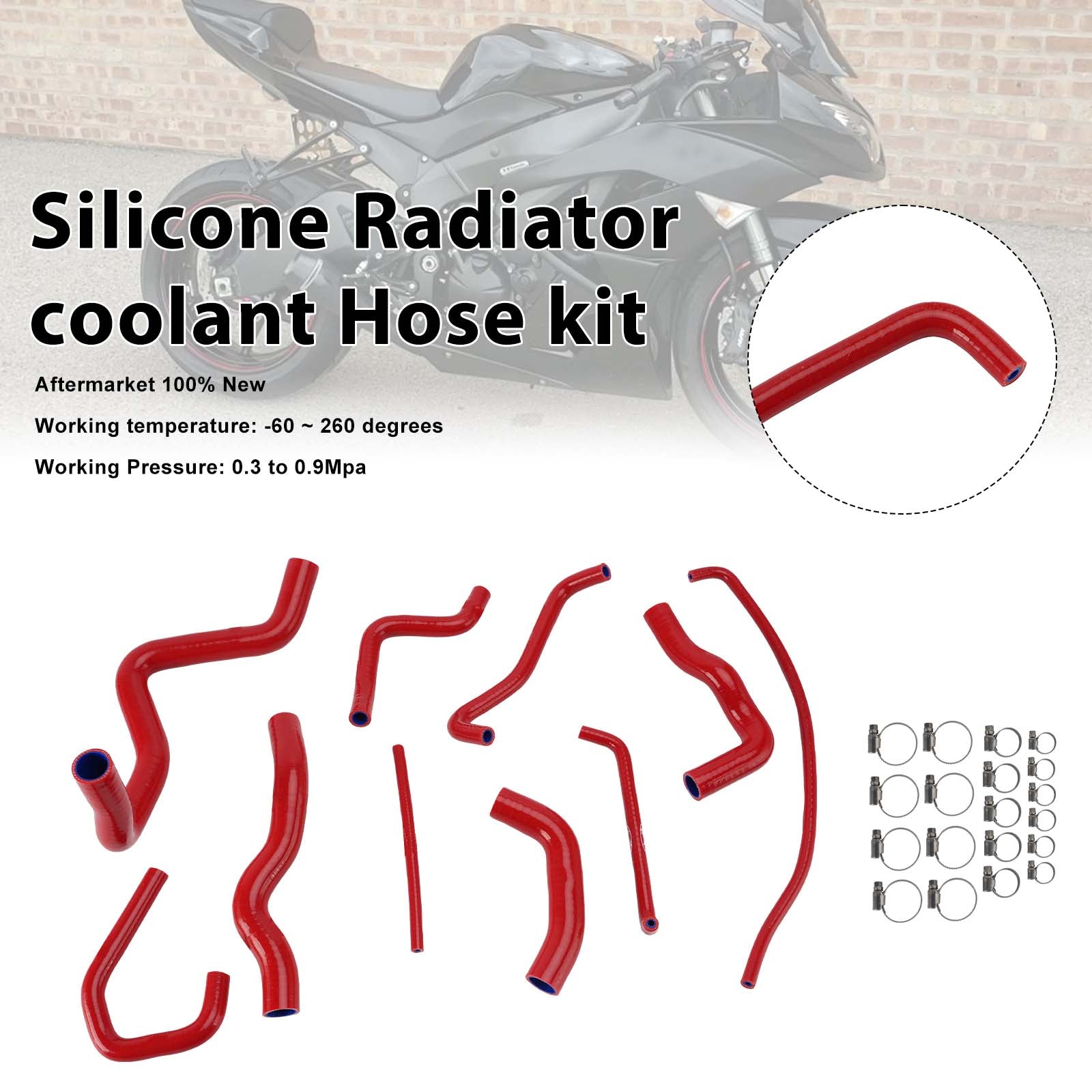 09-26 Kit de mangueira de refrigeração do radiador de silicone Kawasaki Ninja 636 ZX-6R