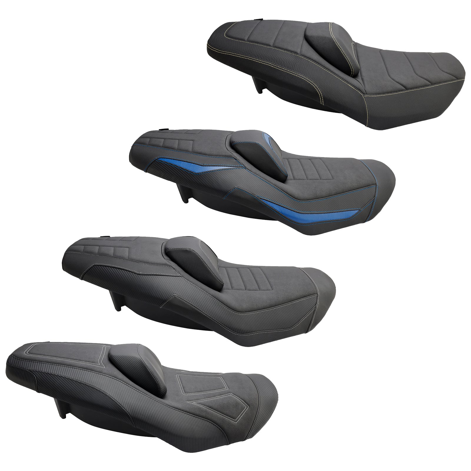 2022-2024 YAMAHA T-MAX VÄRMANDE FRAM BAKTAR PASSENGER SEAT Blue Yellow