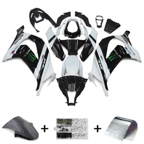 Amotopart 2011-2015 Kawasaki ZX10R bianco e nero con kit carena Monster Logo Style3