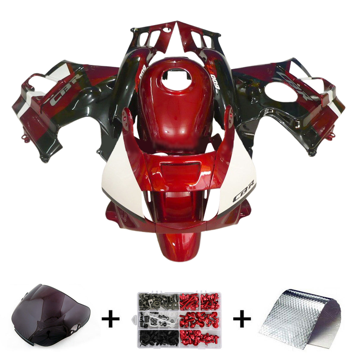 Amotopart 1991-1994 Honda CBR600 F2 Kit de carenado rojo blanco negro