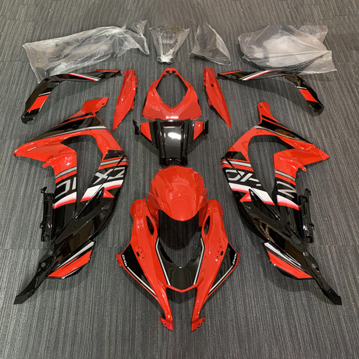 Amotopart 2016-2020 Kawasaki ZX10R Red&Black Fairing Kit