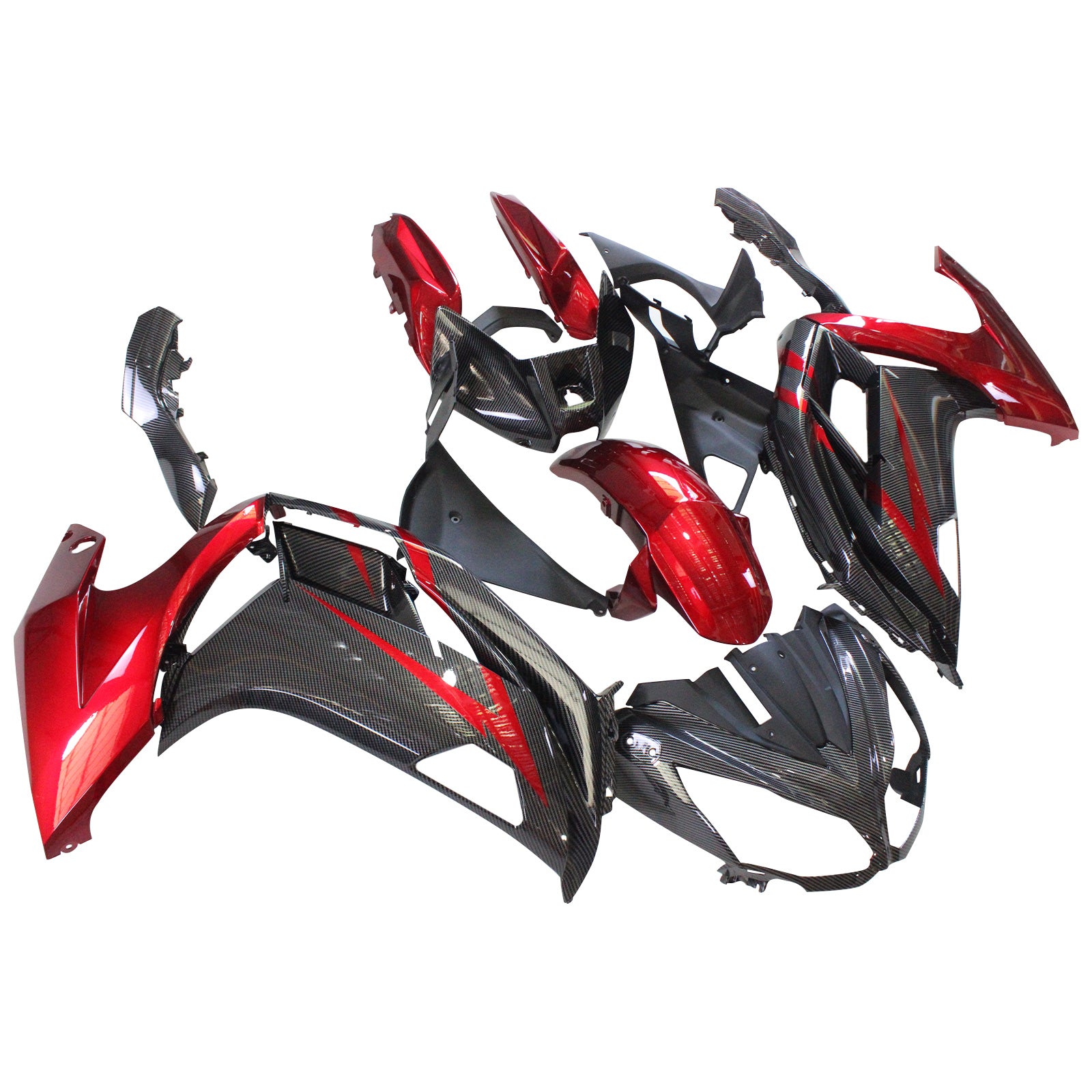 Amotopart 2012-2016 Kawasaki ER6F Ninja650 Carbon Fiber Red&Black Fairing Kit