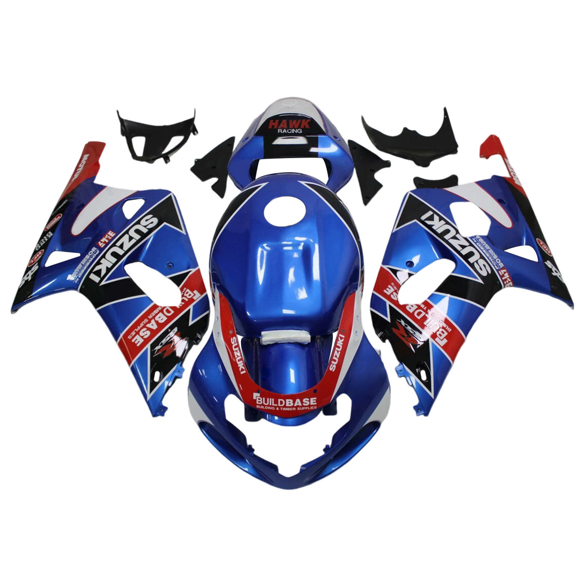 Amotopart Verkleidungssatz für Suzuki GSXR600 2001–2003, GSXR750 K1, Blau/Rot