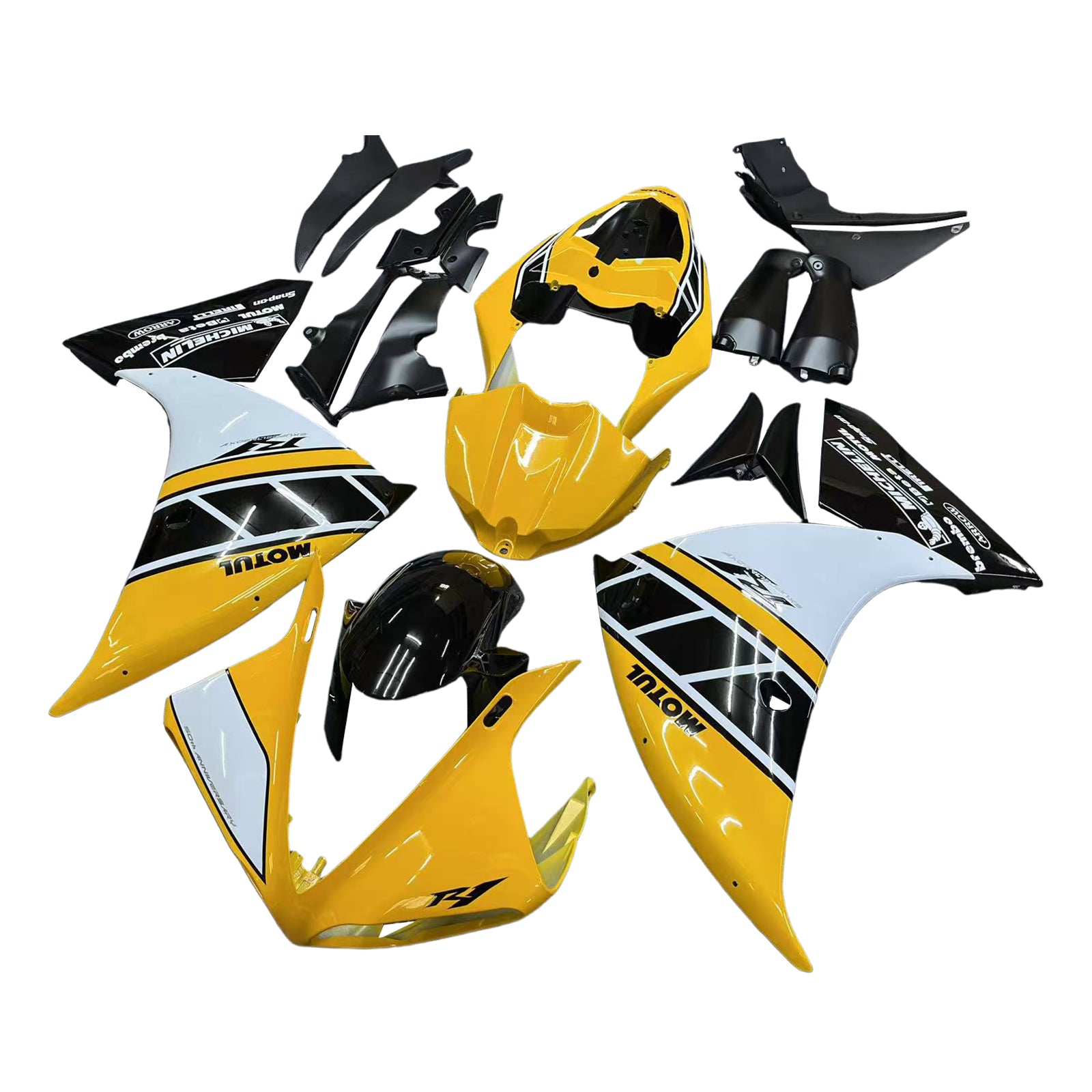 Amotopart 2009-2011 Yamaha YZF 1000 R1 Yellow Black White Fairing Kit