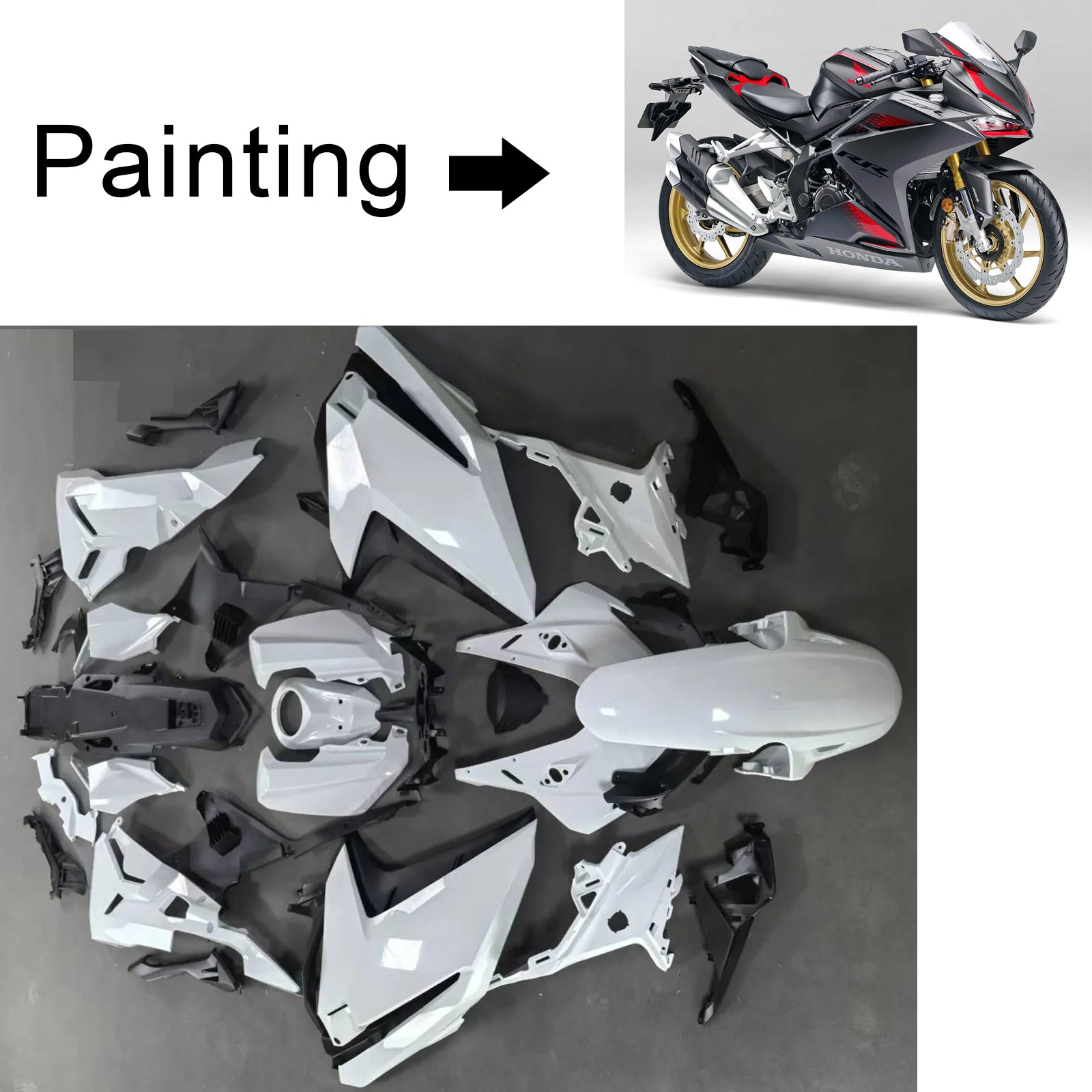 Amotopart 2017-2022 Honda CBR250RR Gray Red Fairing Kit