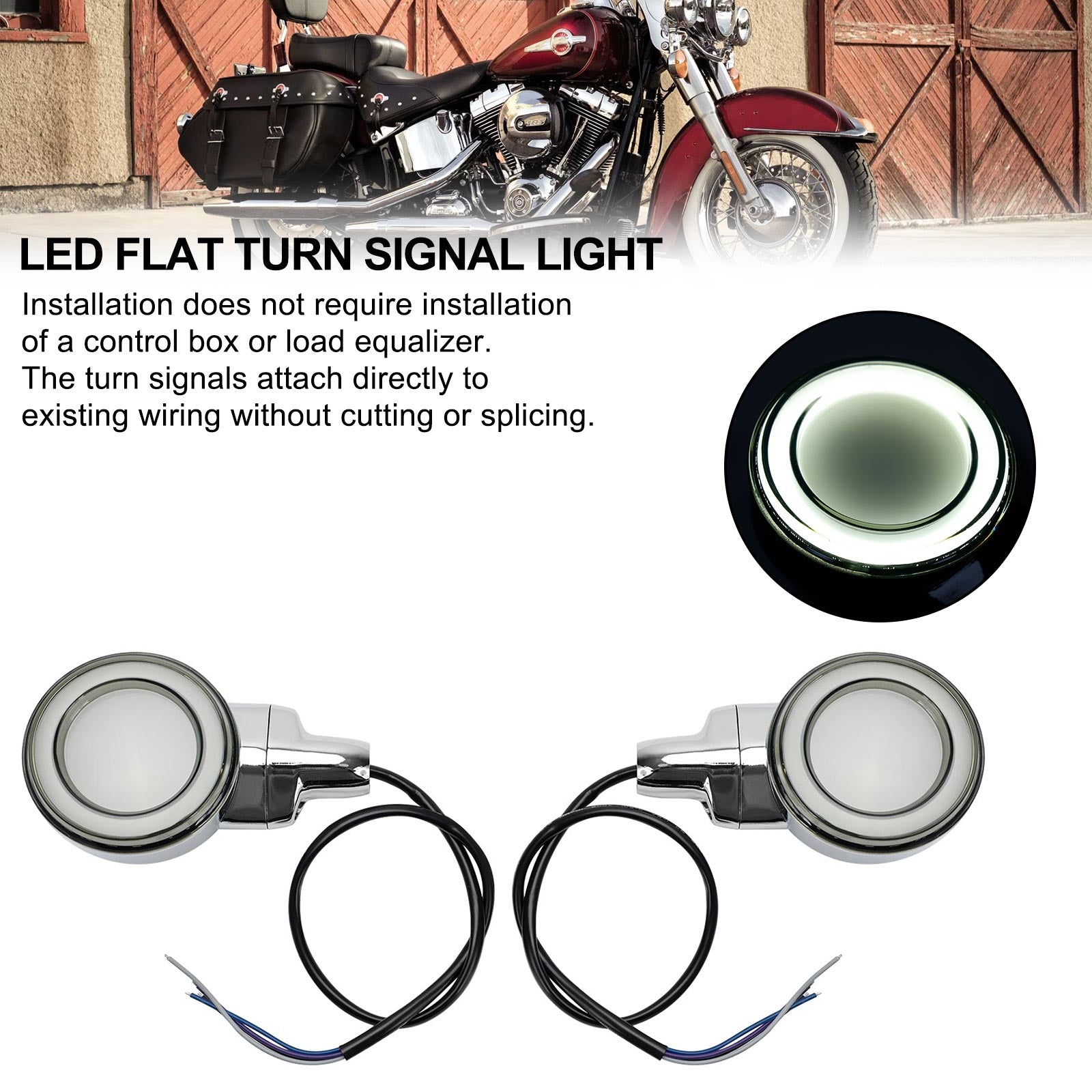 LED Flat Front Turn Signal Light For Heritage Softail Classic Touring 99-23