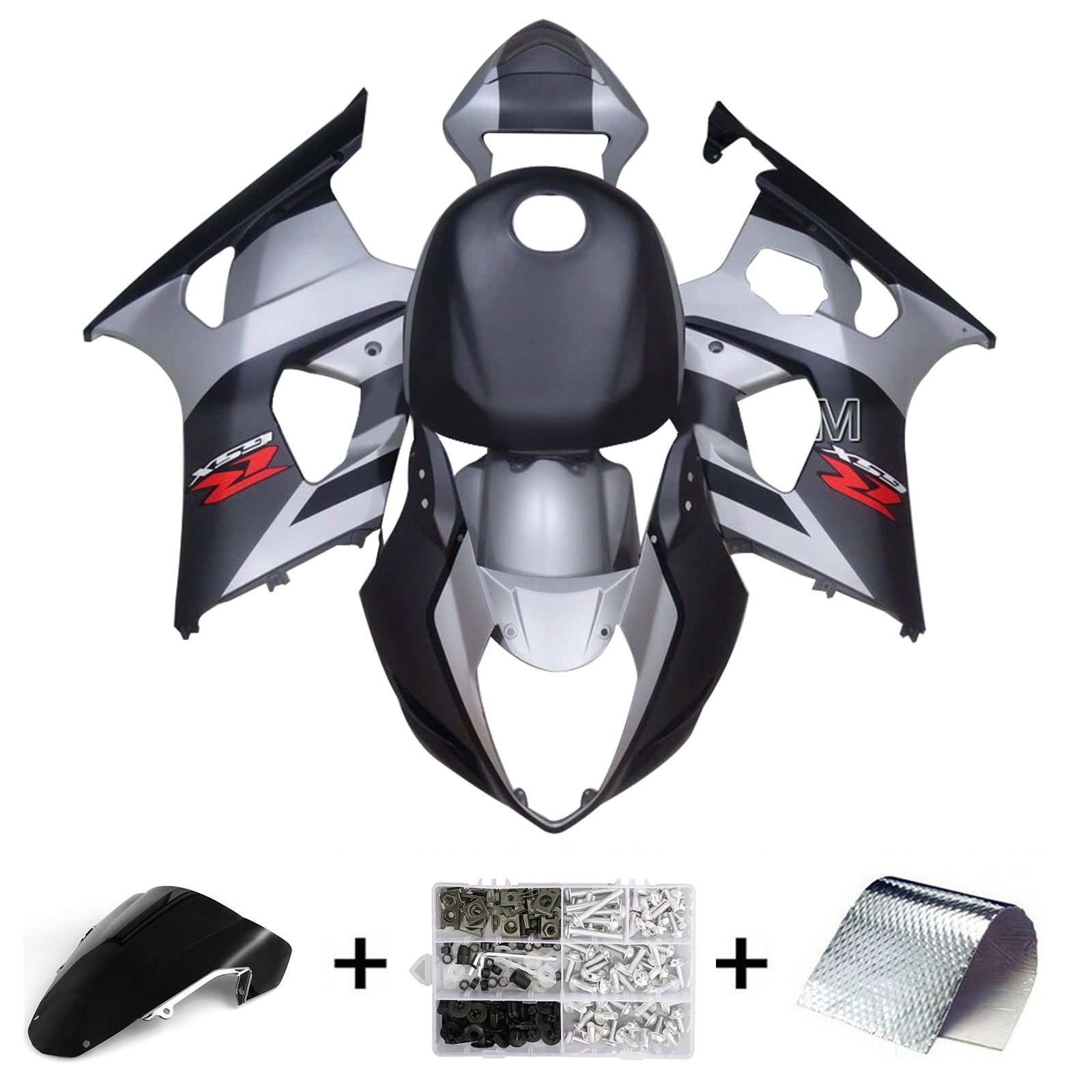 Amotopart 2003-2004 K3 GSXR1000 Suzuki Matte Grey&Black Fairing Kit