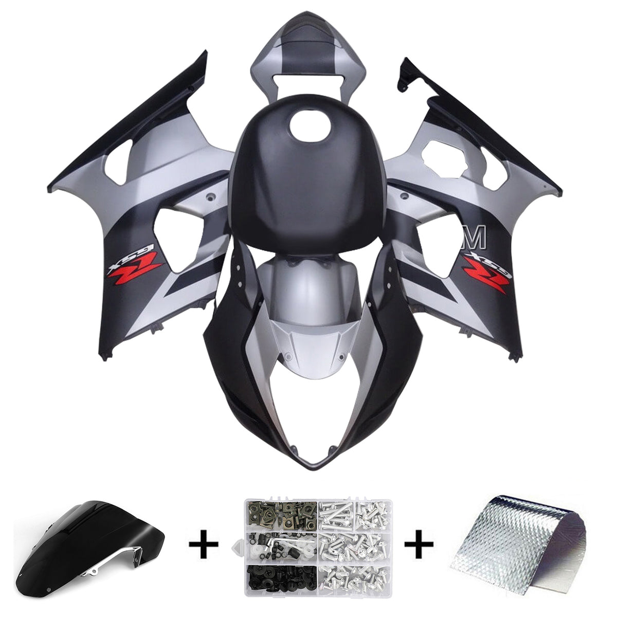 Amotopart 2003-2004 K3 GSXR1000 Suzuki Kit carena grigio opaco e nero