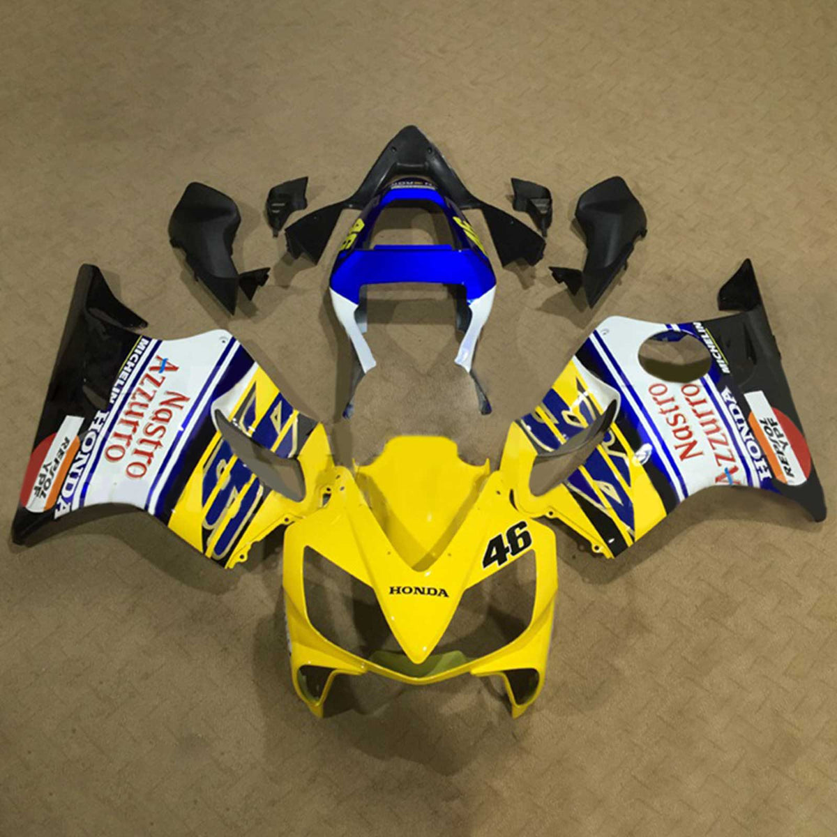 Amotopart 2001-2003 CBR600 F4i Honda Kit de carénage jaune et bleu