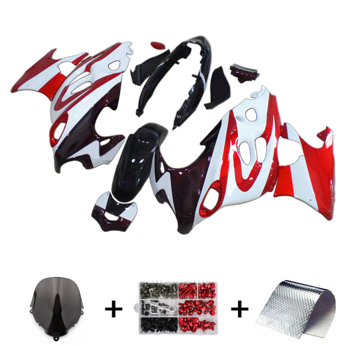 Amotopart Verkleidungssatz für Suzuki Katana GSX600F GSX750F, Weiß und Rot, 1998–2006