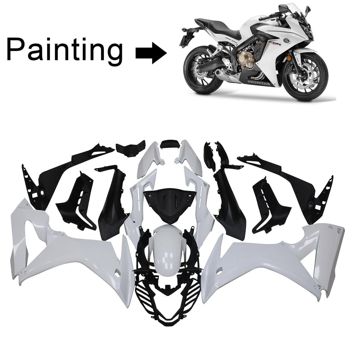 Amotopart 2017–2019 Honda CBR650F weißes Verkleidungsset