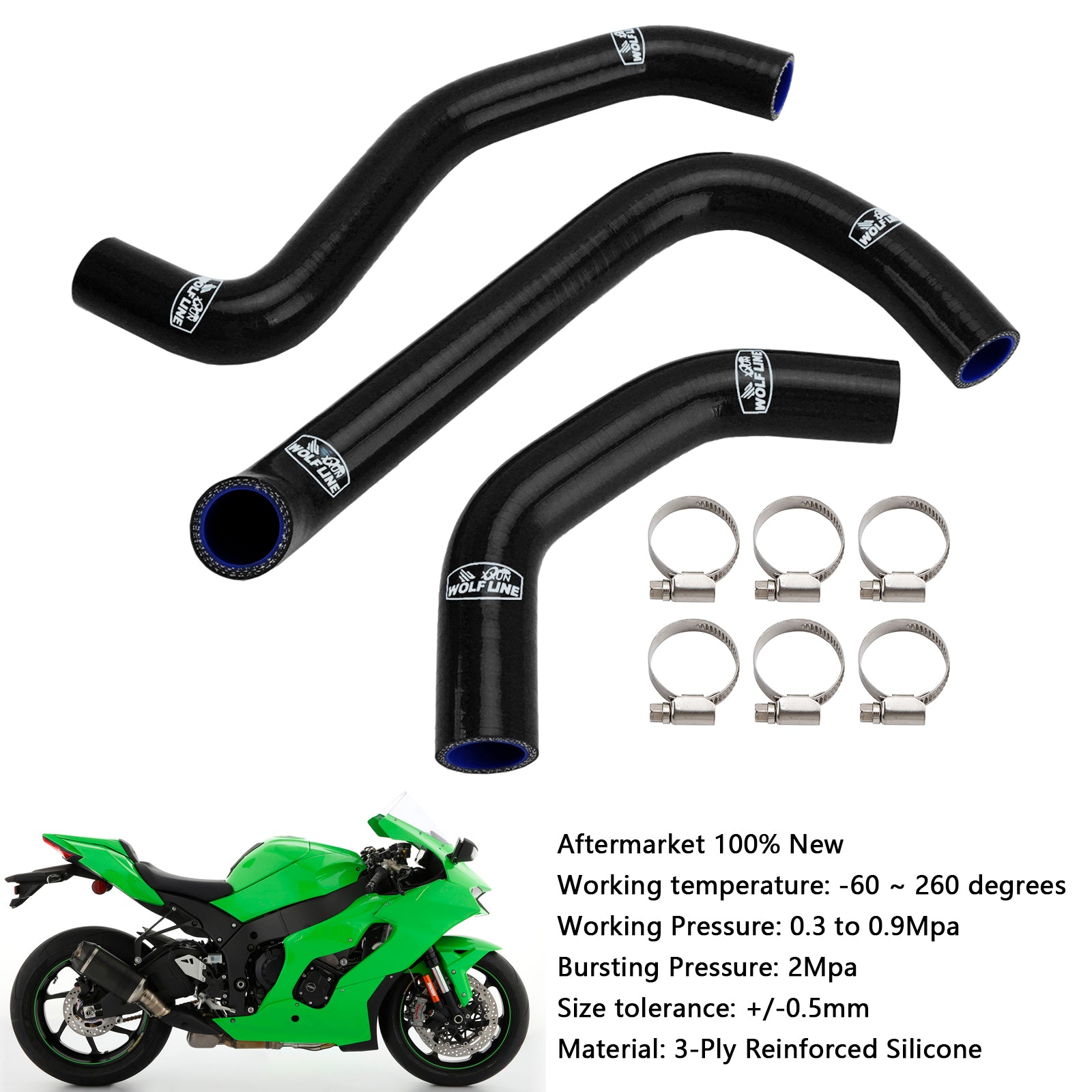 2021-2025 Kawasaki ZX10R ZX-10RR Silicone Radiator coolant Hose