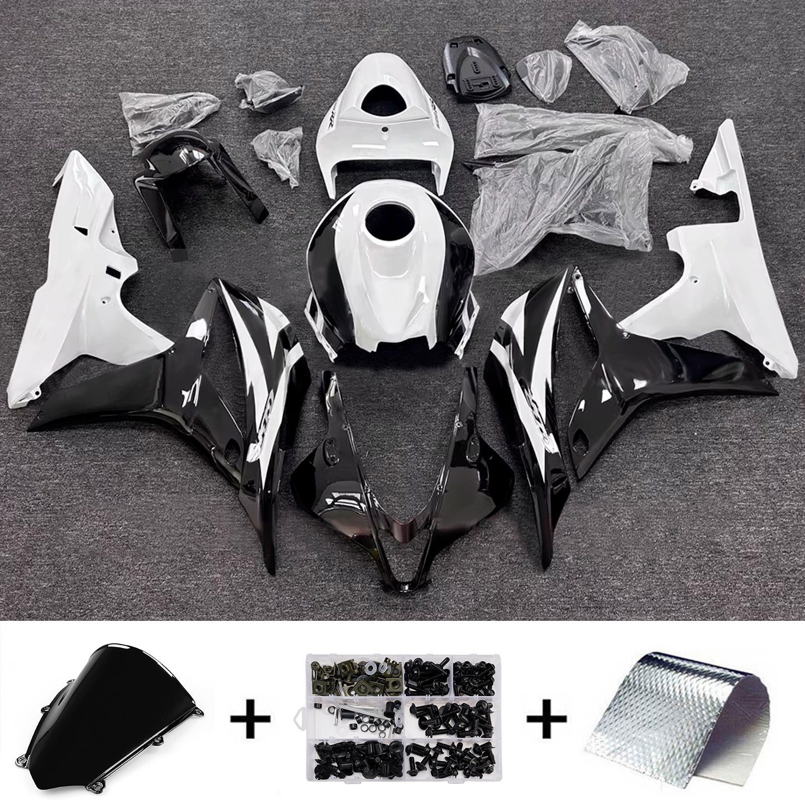 Amotopart 2007-2008 Honda CBR600RR White&Black Fairing Kit