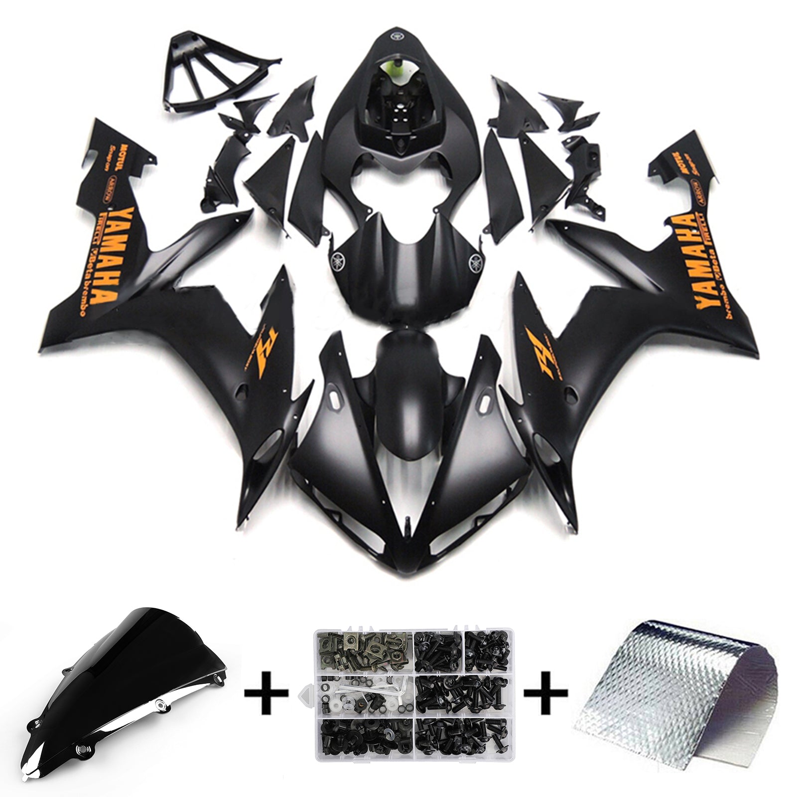 Amotopart 2004-2006 YZF 1000 R1 Yamaha Black&Orange Fairing Kit