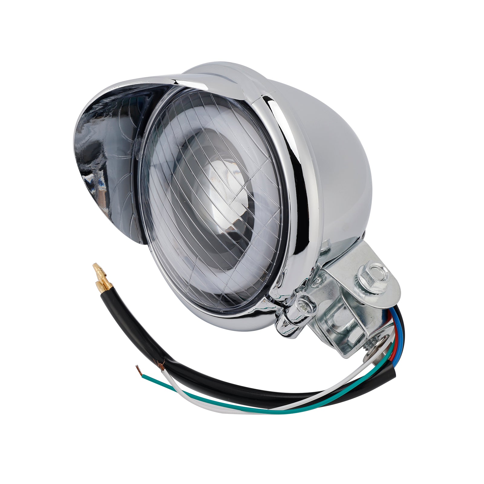 Racer Bobber Chopper Motorcycle Beam Headlight Fog Lamp Custom Chrome #D17