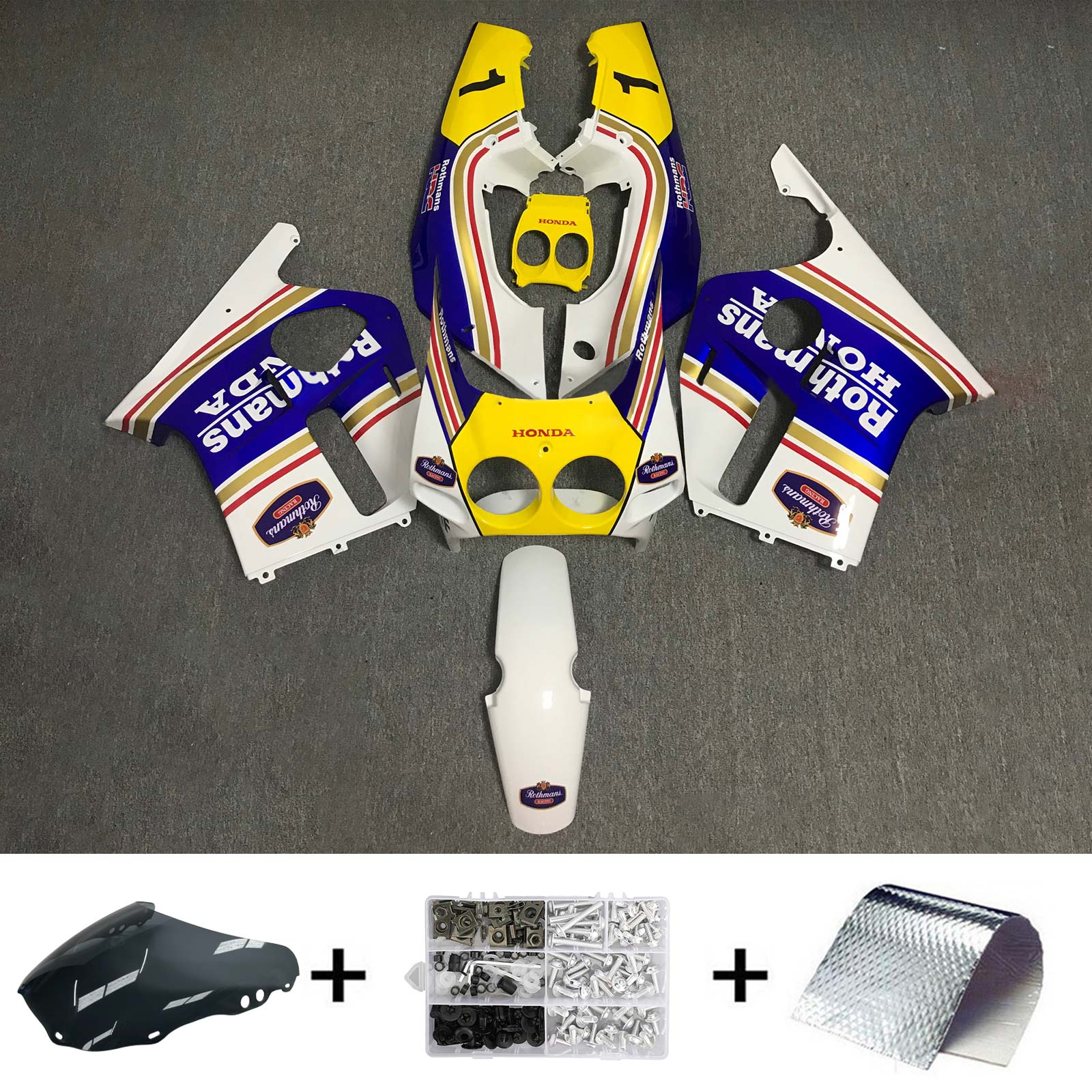 Amotopart 1988-1989 CBR250RR MC19 ホンダ イエロー&ブルー フェアリングキット