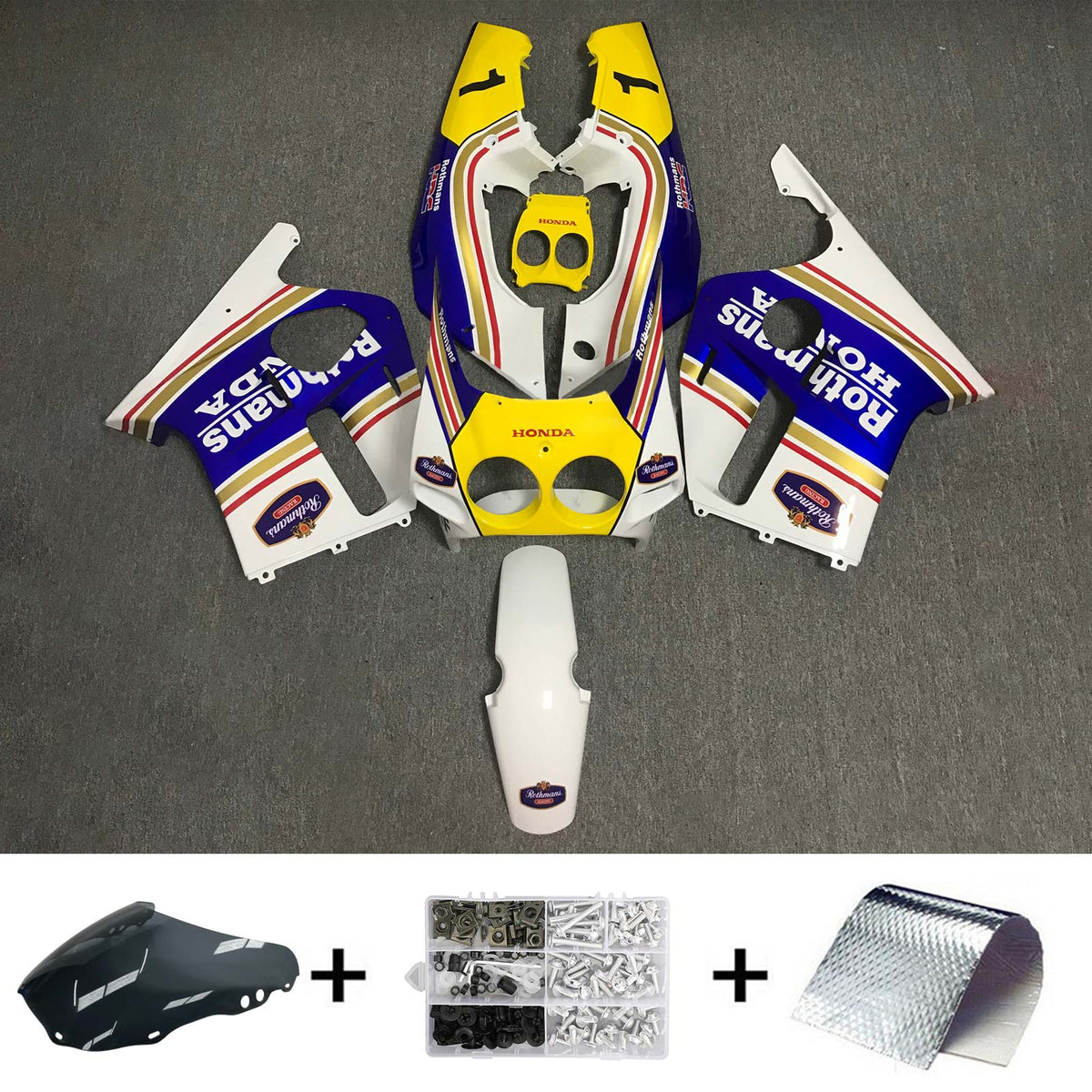 Amotopart 1988-1989 CBR250RR MC19 Honda Kit de carenado amarillo y azul