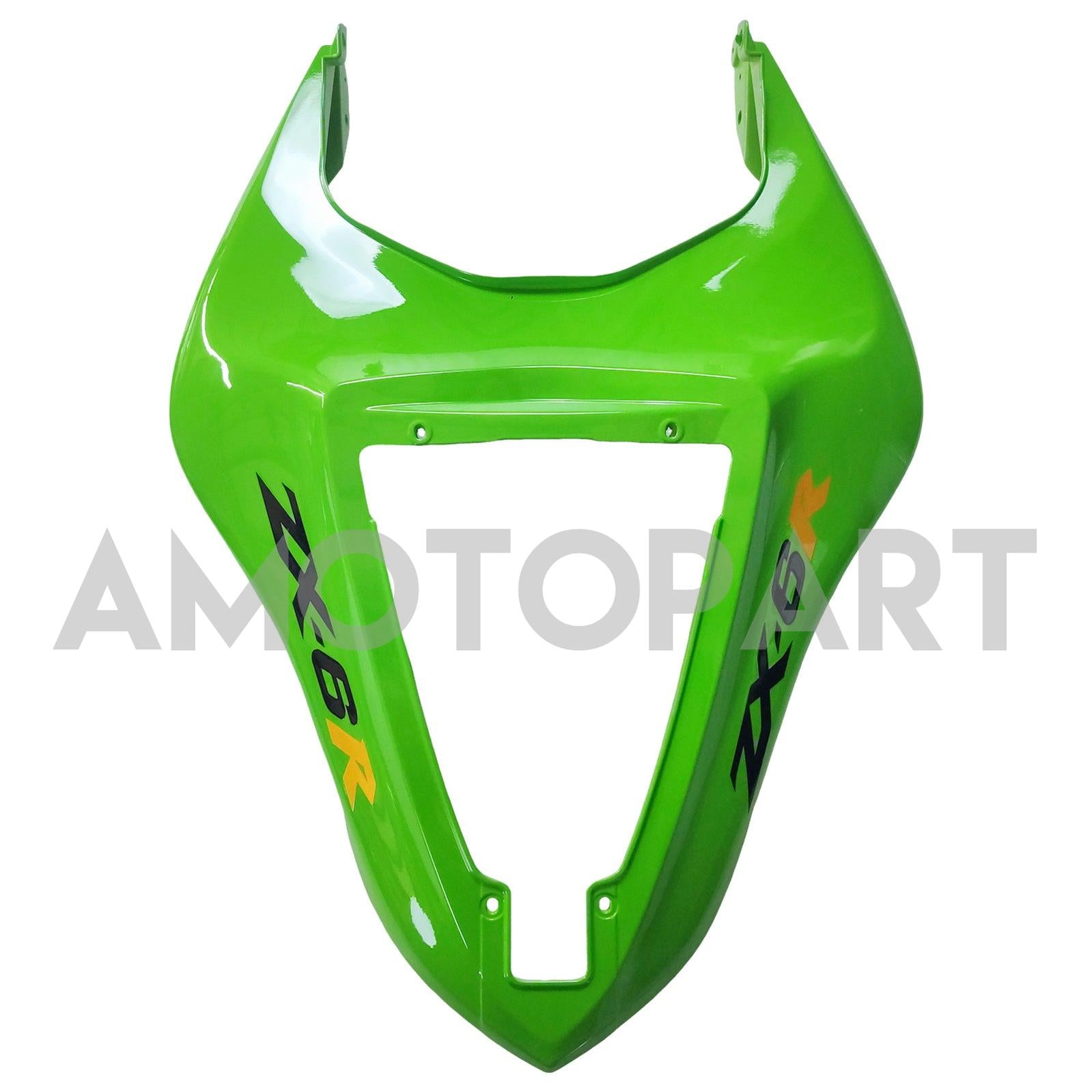 Amotopart 2007-2008 Kawasaki ZX6R 636 Glossy Silver Green Black Fairing Kit