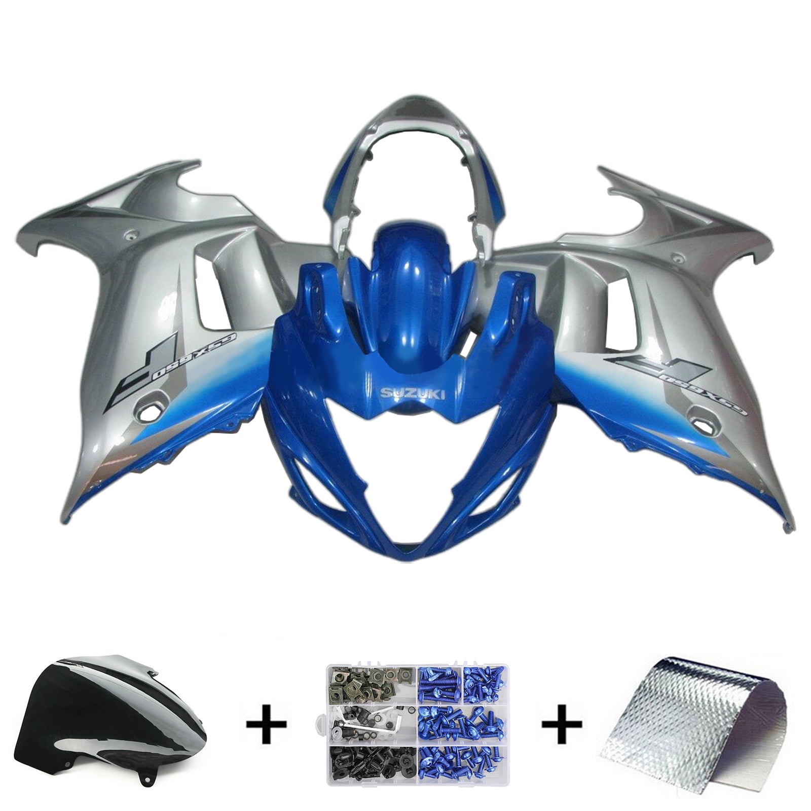 Amotopart 2008-2013 GSX650F Katana Suzuki Silver&Blue Fairing Kit