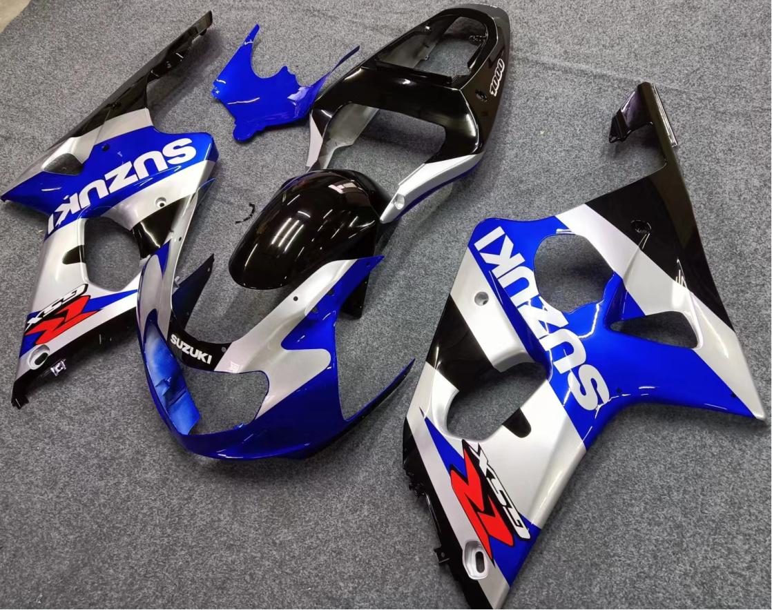 Amotopart 2000-2002 Suzuki GSXR1000 Fairing Blue&Sliver Kit