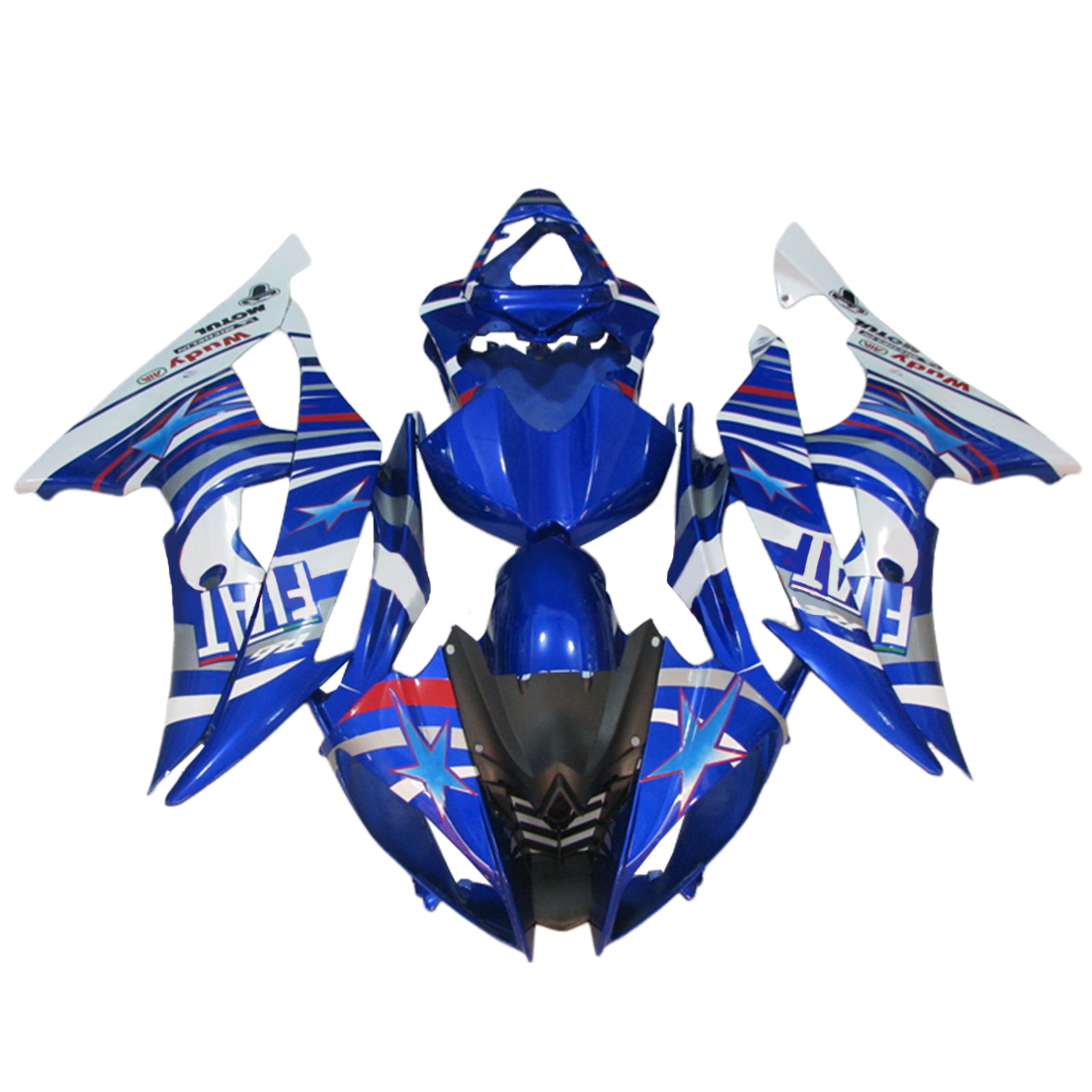 Amotopart 2008-2016 Yamaha YZF 600 R6 Kit de carenado de rayas azules