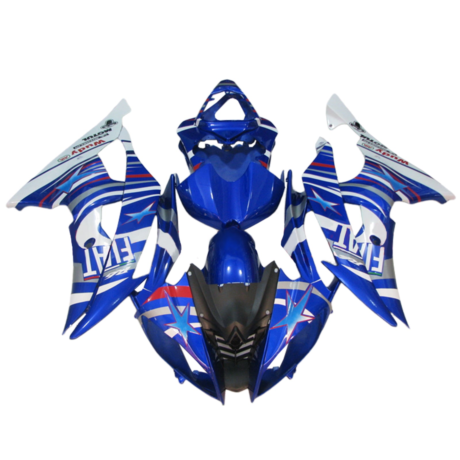Amotopart 2008–2016 Yamaha YZF 600 R6 Verkleidungsset mit blauen Streifen