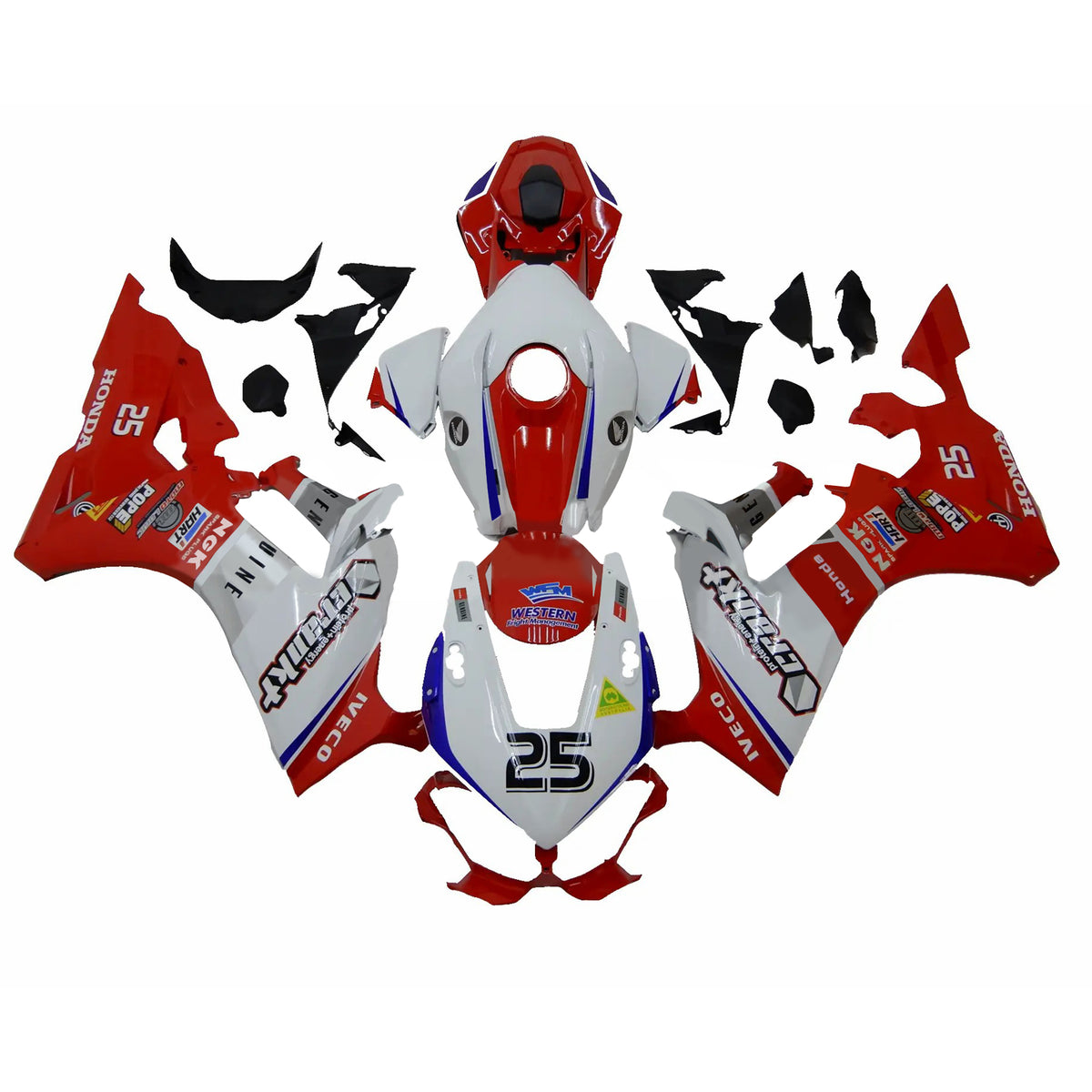 Amotopart 2017–2023 CBR1000RR Honda Rot-Weißes Logo-Verkleidungsset