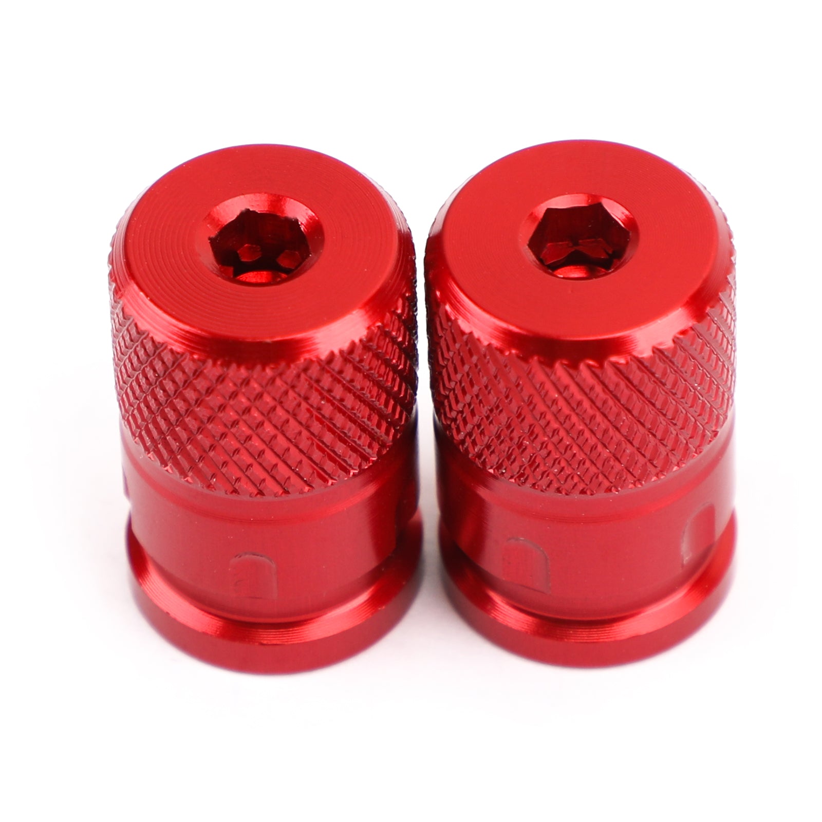 Pair CNC Red Anti-Thief Tire Valve Stem Caps For Car Truck Bike Motorcycle