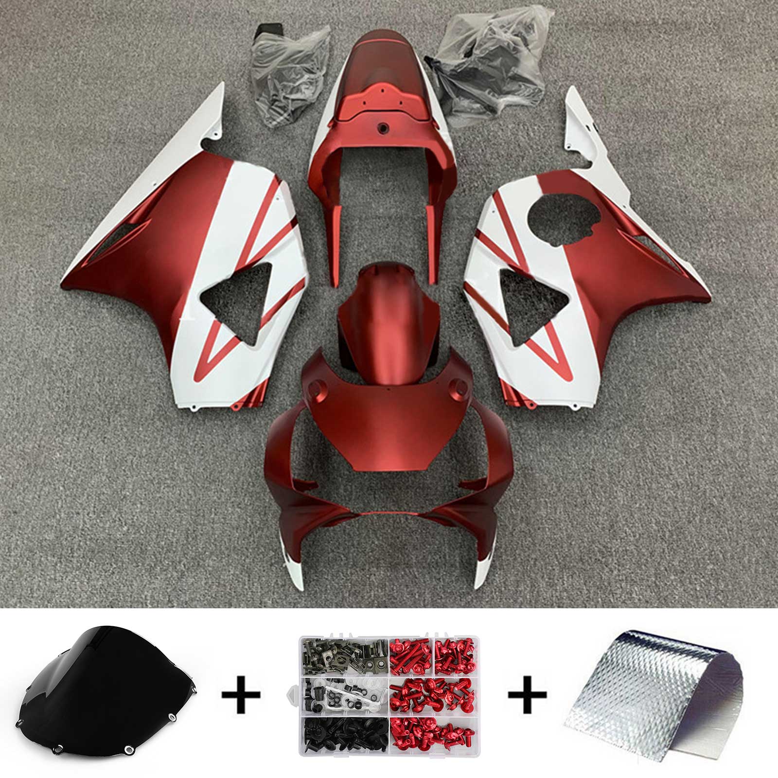 Amotopart 2002-2003 CBR954 Honda Kit de carénage rouge et blanc mat