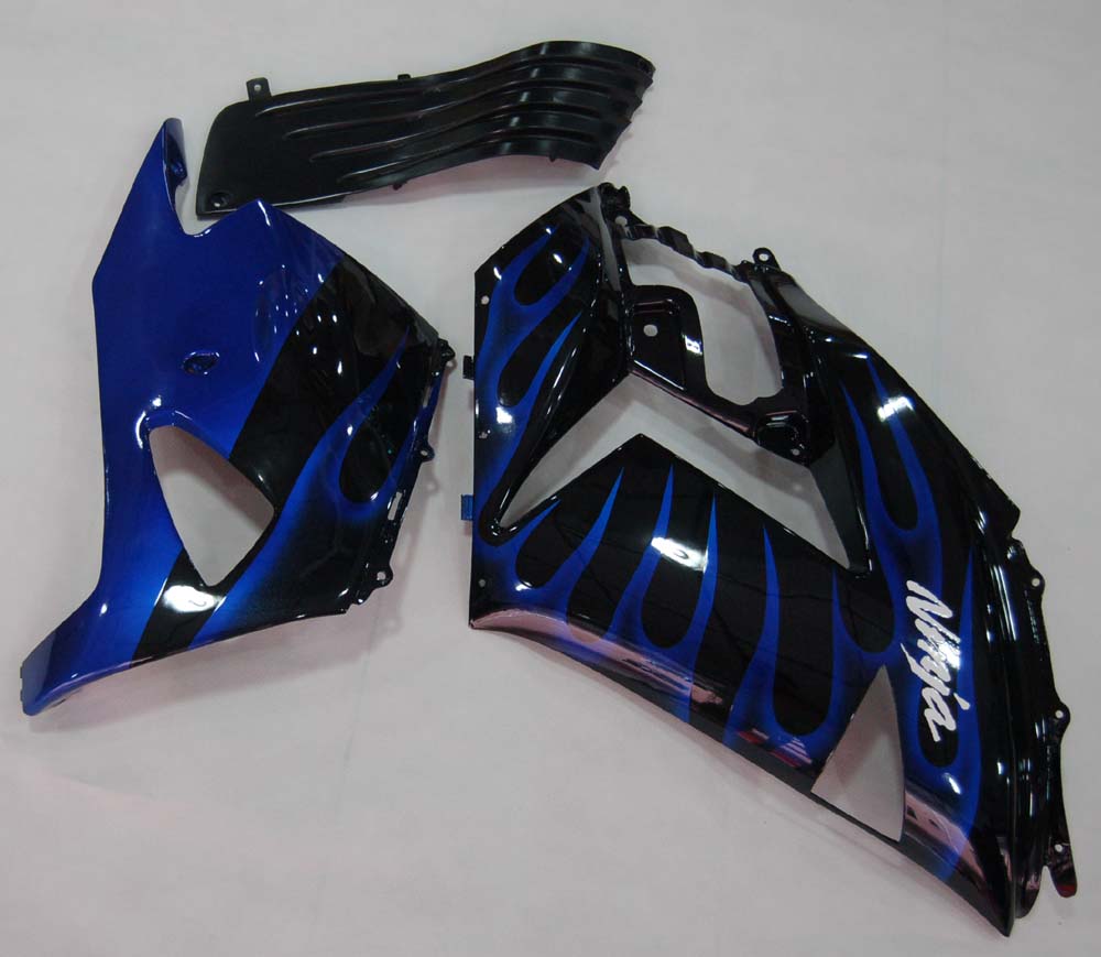 Amotopart 2006-2011 Kawasaki ZX14R nero con kit carenatura Blue Flame