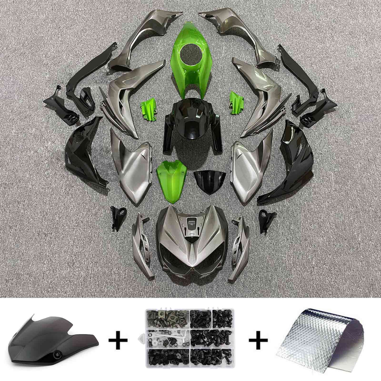 Amotopart 2014-2017 Z1000 Kawasaki Grün&amp;Grau Verkleidungsset