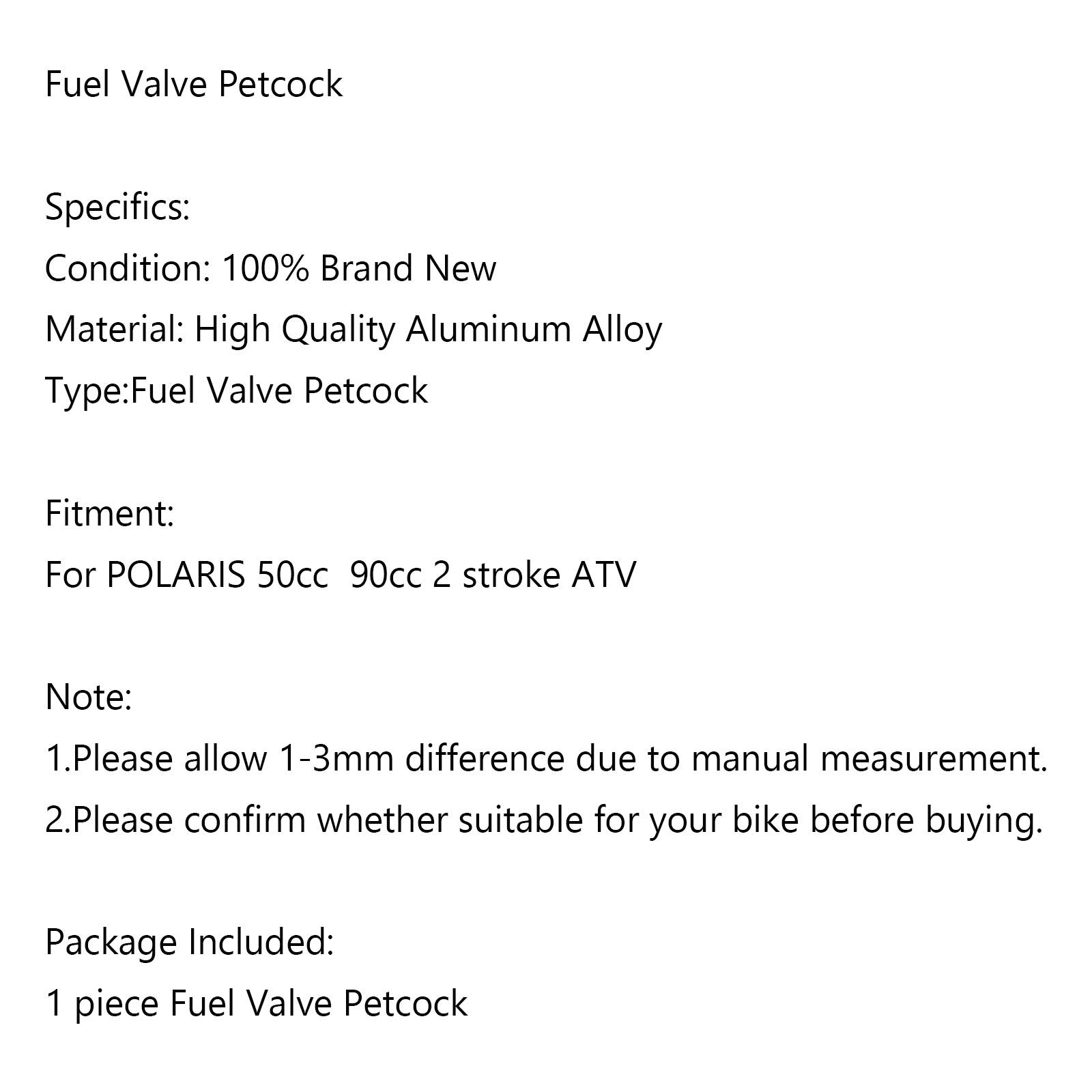 Polaris Predator Outlaw Scrambler Sportsman 50 90 Petcock Fuel Switch Valve