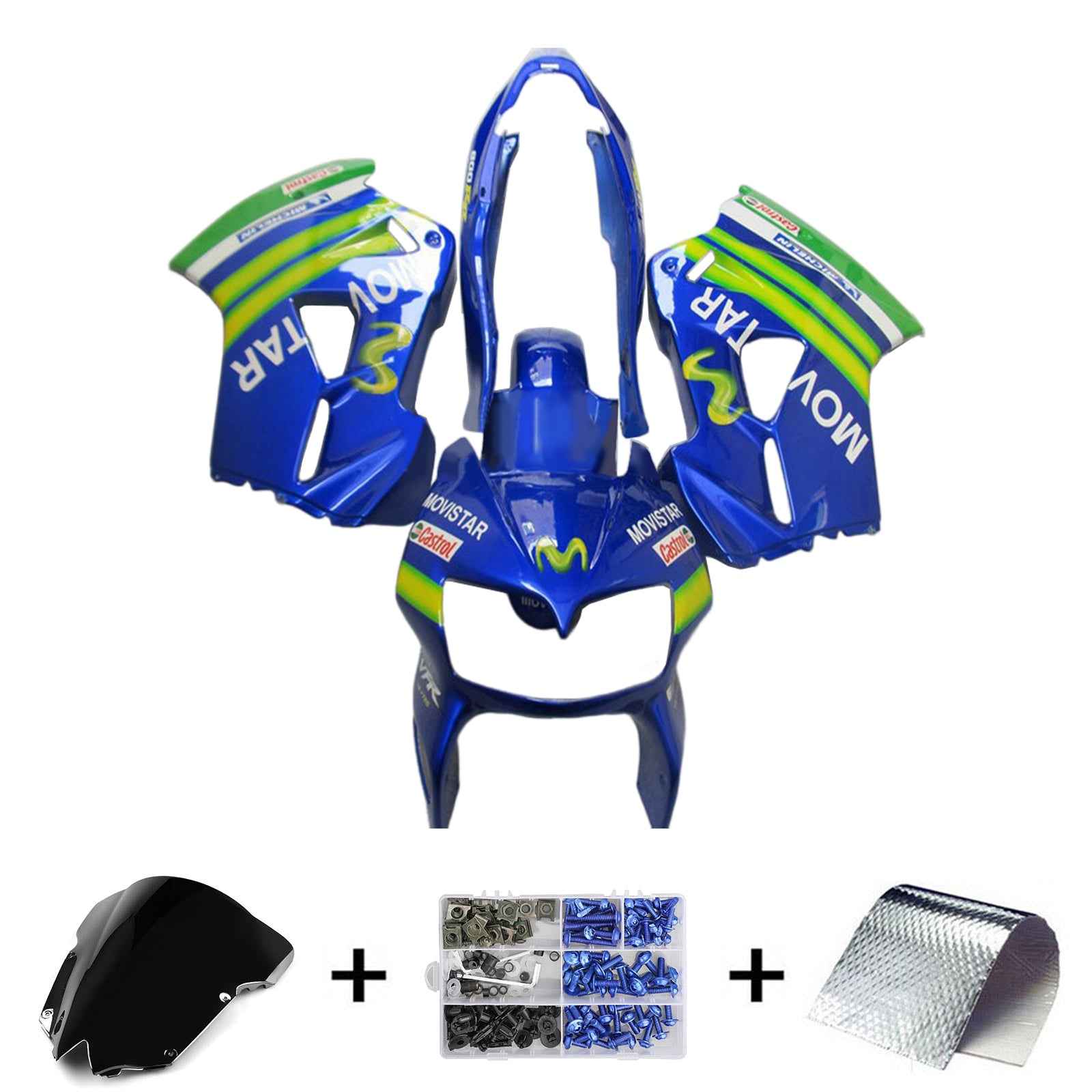 Amotopart 2002-2013 Honda VFR800 Kit de carenado azul y verde