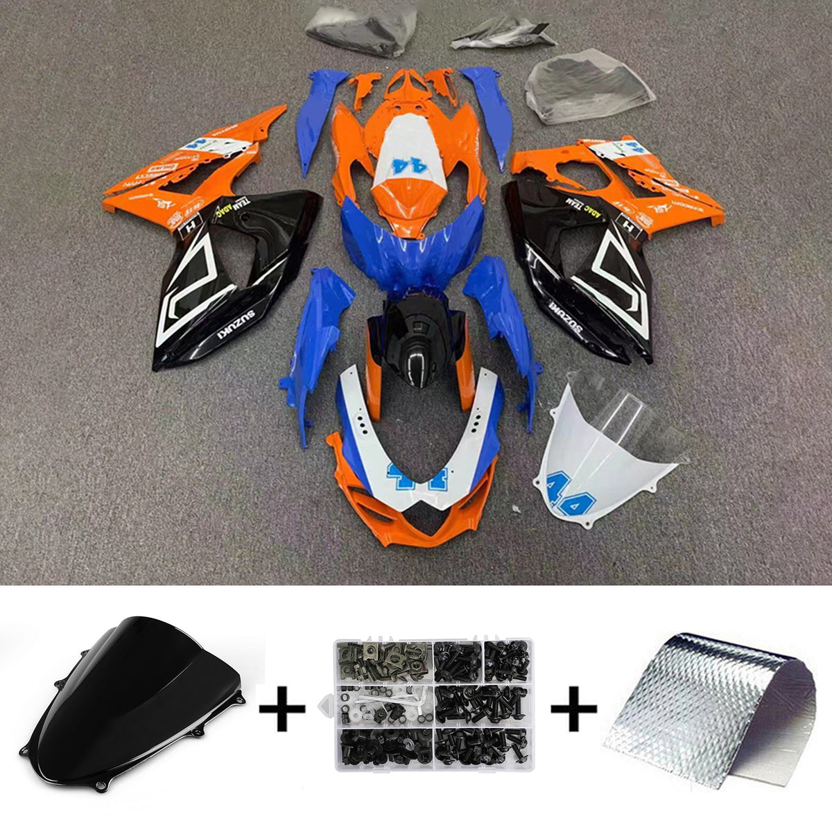 Amotopart 2009–2016 K9 GSXR1000 Suzuki Blau und Orange Verkleidungsset