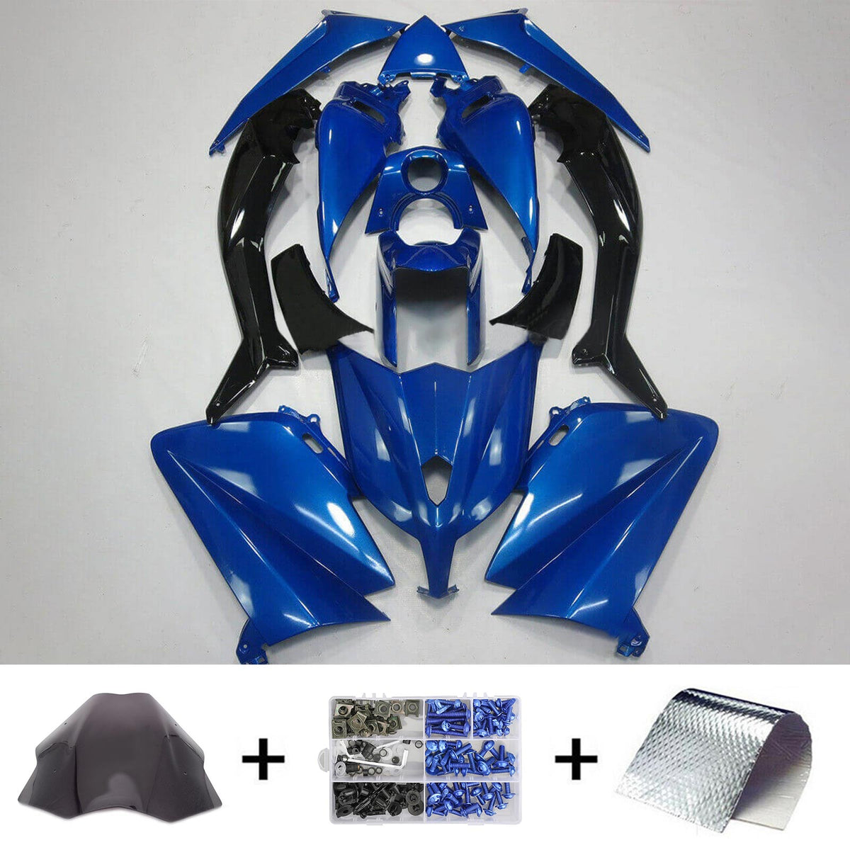 Amotopart 2012–2014 Yamaha T-Max TMAX530 Blau und Schwarz Verkleidungsset