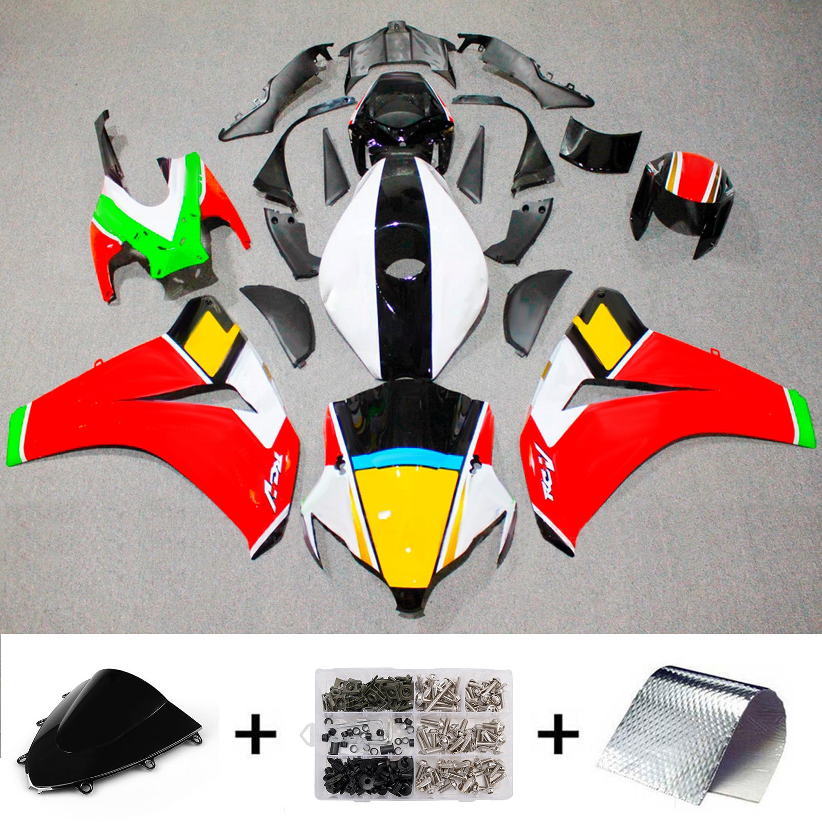 Amotopart 2008-2011 Honda CBR1000RR White/Black/Red Fairing Kit