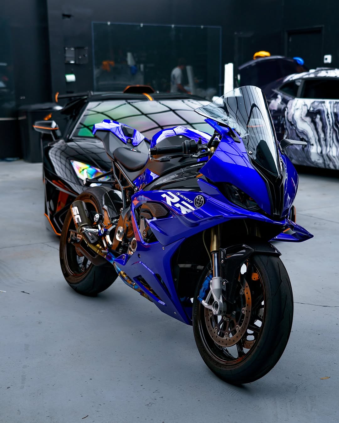 Amotopart 2023-2024 S1000RR BMW Kit de carenado rojo y azul Style1