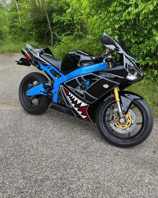 Amotopart 2003-2004 Kawasaki Zx6R 636 Blue Shark Fairing Kit