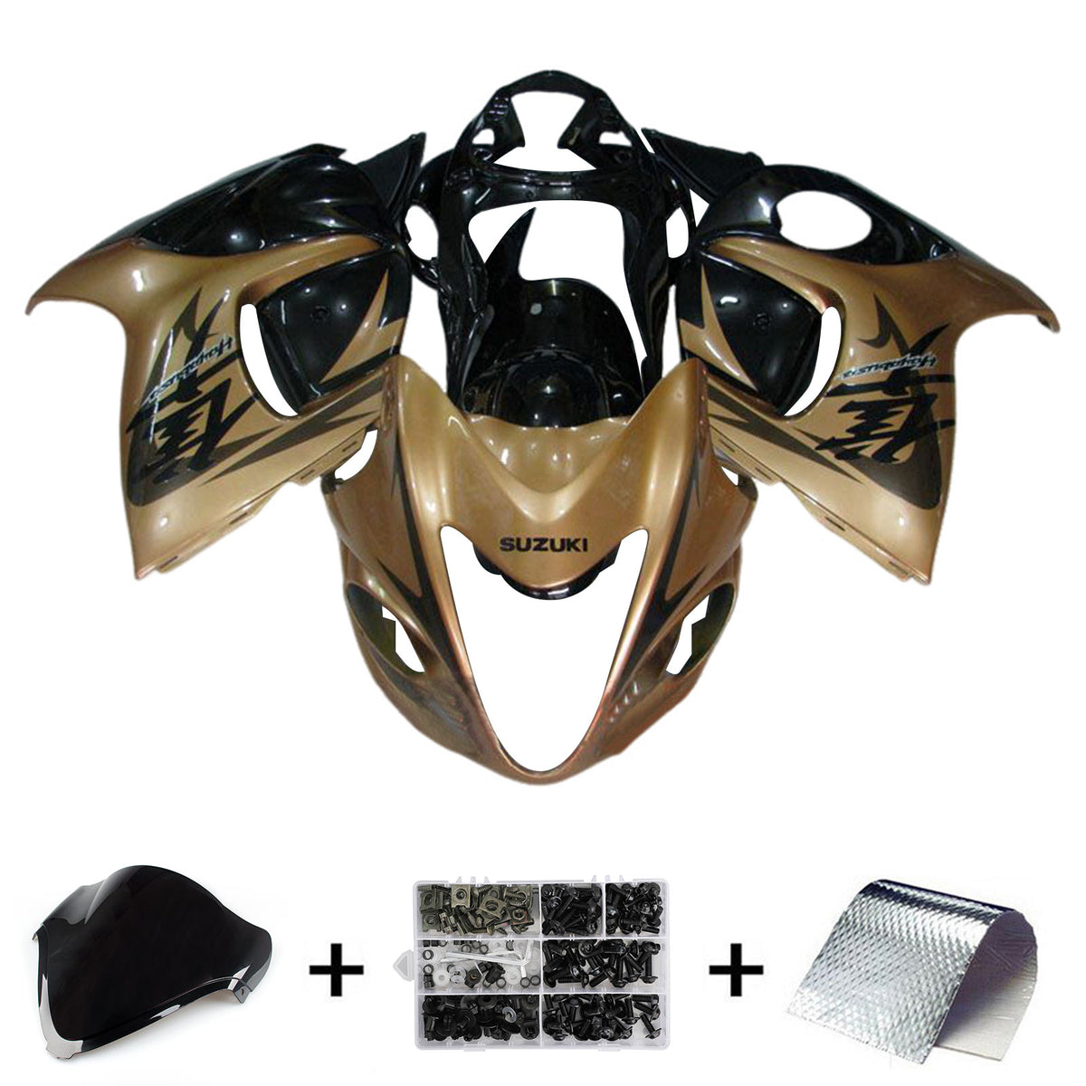 Amotopart 2008-2020 GSX1300R Hayabusa Suzuki Kit de carénage kaki brillant et noir