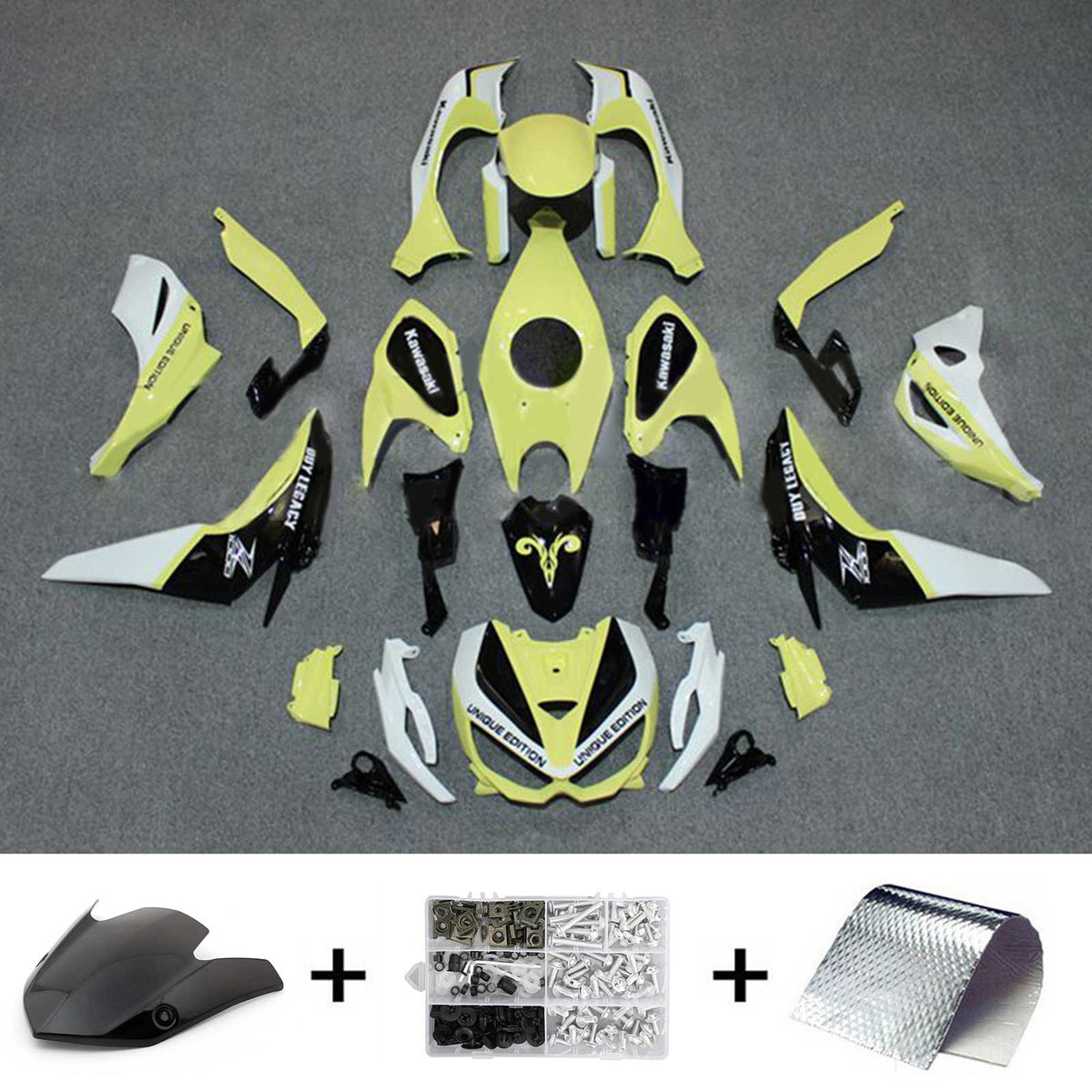 Amotopart 2014-2017 Kit de carénage Z1000 Kawasaki jaune et noir Style2