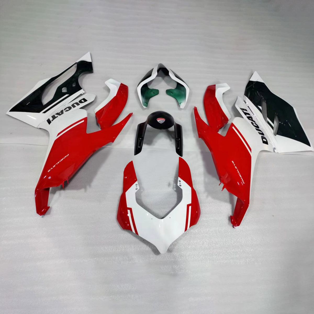 Amotopart 2020–2024 Ducati Panigale V2 Verkleidungssatz, Schwarz/Weiß/Rot